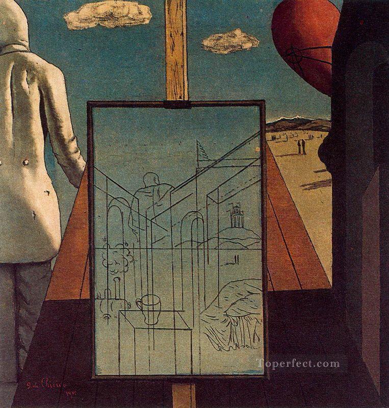 1915年春の二重の夢 ジョルジョ・デ・キリコ 形而上学的シュルレアリスム油絵